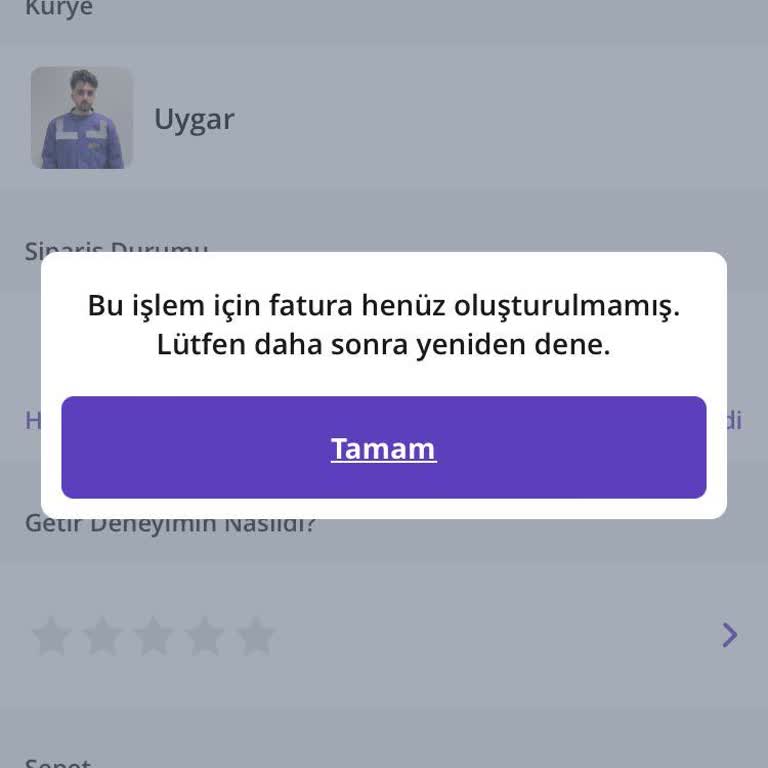 Getir'den Alınan Ürünlerin Faturası Neden Açılmıyor
