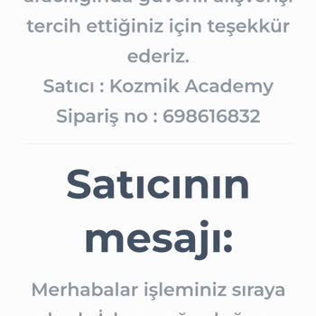 Kozmik Academy'den Aldığım Ürün Teslim Edilmedi
