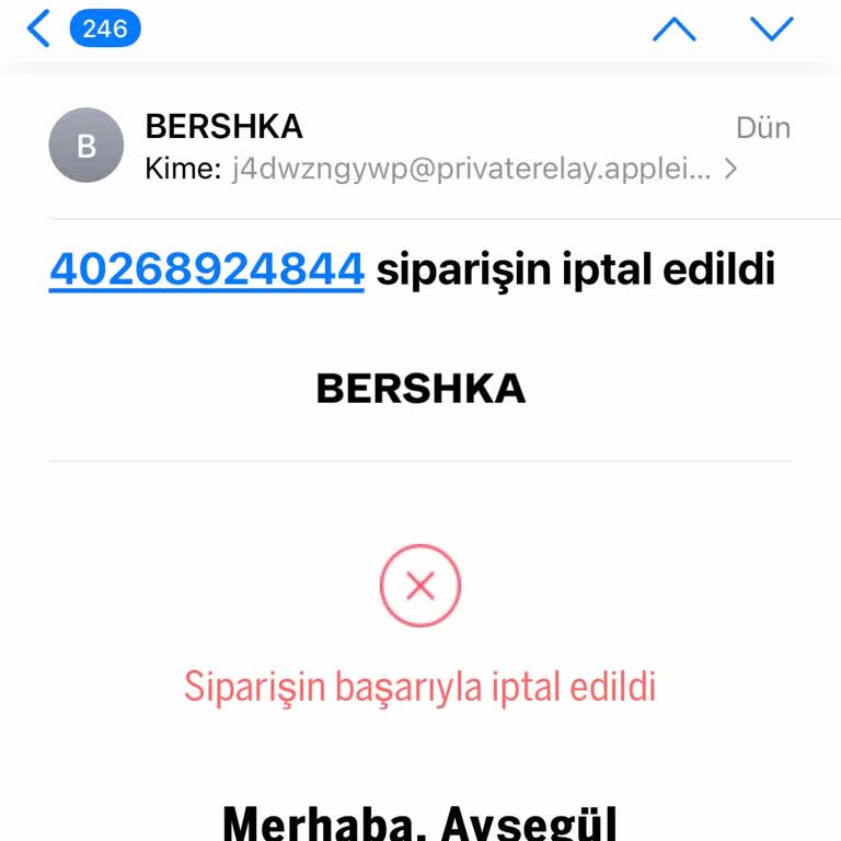 Bershka Siparişim İptal Edildi Ve Hesabım Donduruldu
