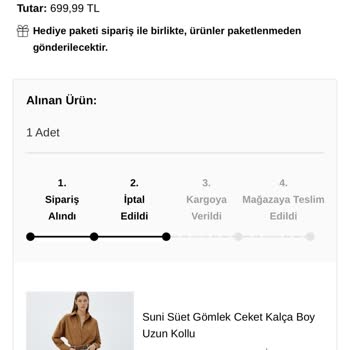 Koton Online Alışverişte İptal Sorunu