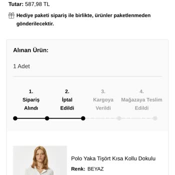 Koton Online Alışverişte İptal Sorunu