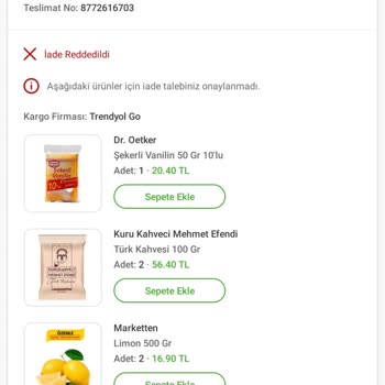 Trendyol Hızlı Market Yanlış Sipariş Ve İade Sorunu