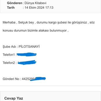 Dünya Kitabevi Ve Aras Kargo İle Yaşanan Teslimat Sorunu