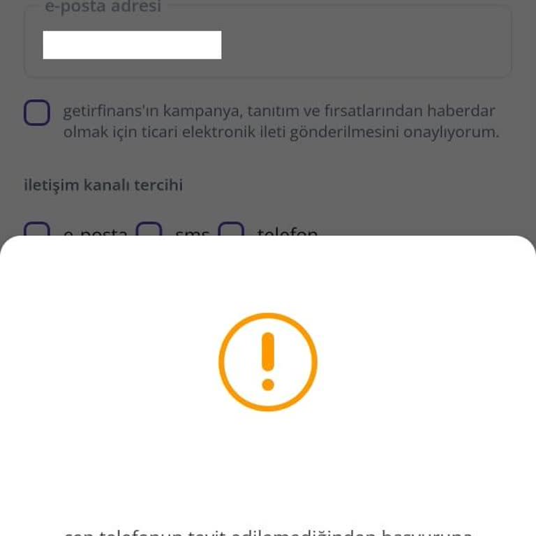 Getirfinans Üyelik Sorunu: Telefon Numarası Hatası