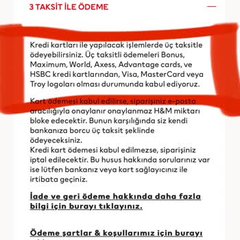 H&M Online Alışverişlerinde Taksit Yanıltmacası