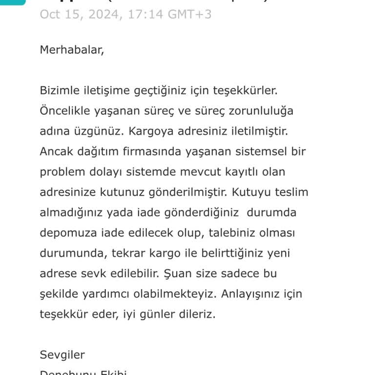 Yanlış Adrese Teslimat Ve Müşteri Hizmetleri Sorunu