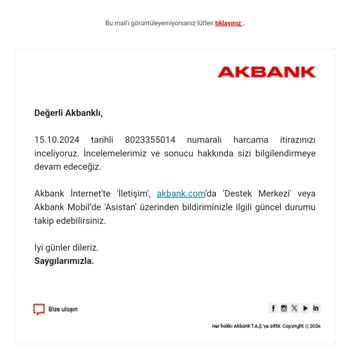 Akbank Destek Merkezi İle İletişim Sorunu