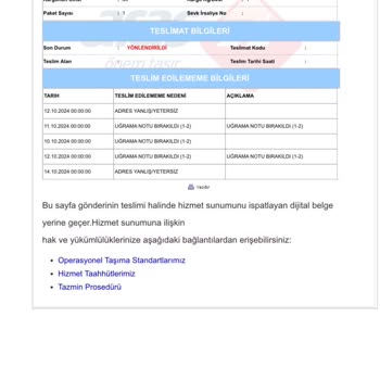 Aras Kargo Setbaşı Şubesinde Sürekli Teslimat Sorunu