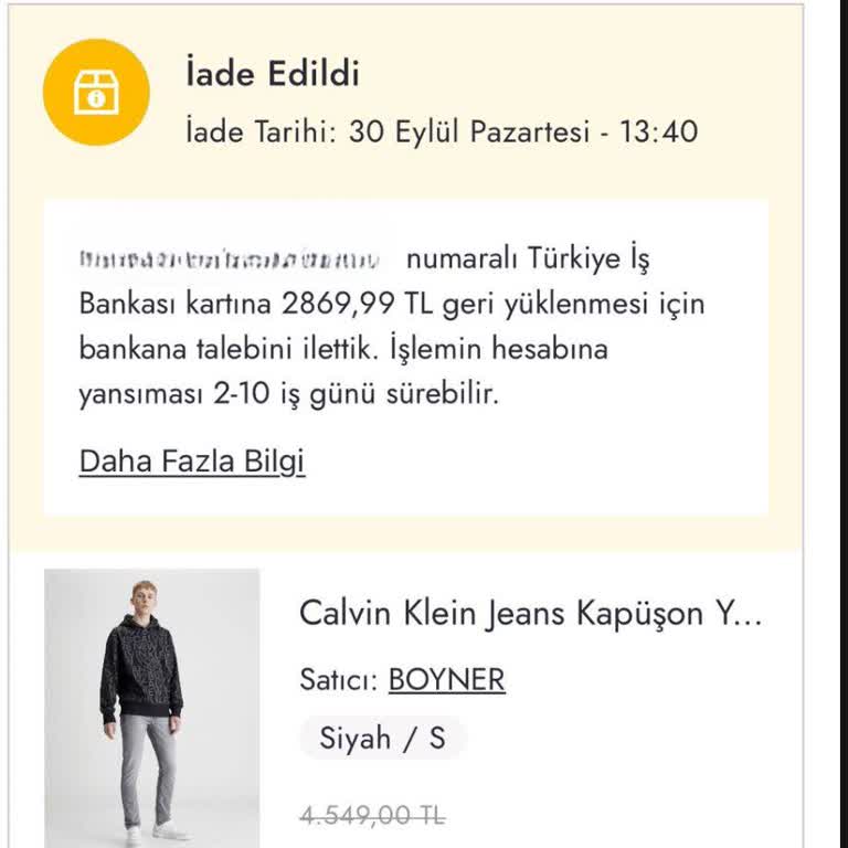 Boyner'den Alınan Ürün Teslim Edilmedi Ve İptal Edildi