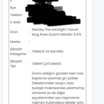 Stanley Mug'da Kalite Sorunu Ve Yetersiz Servis
