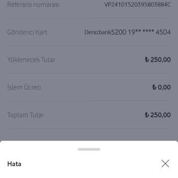 Vodafone Pay Hesabında Para Transfer Sorunu