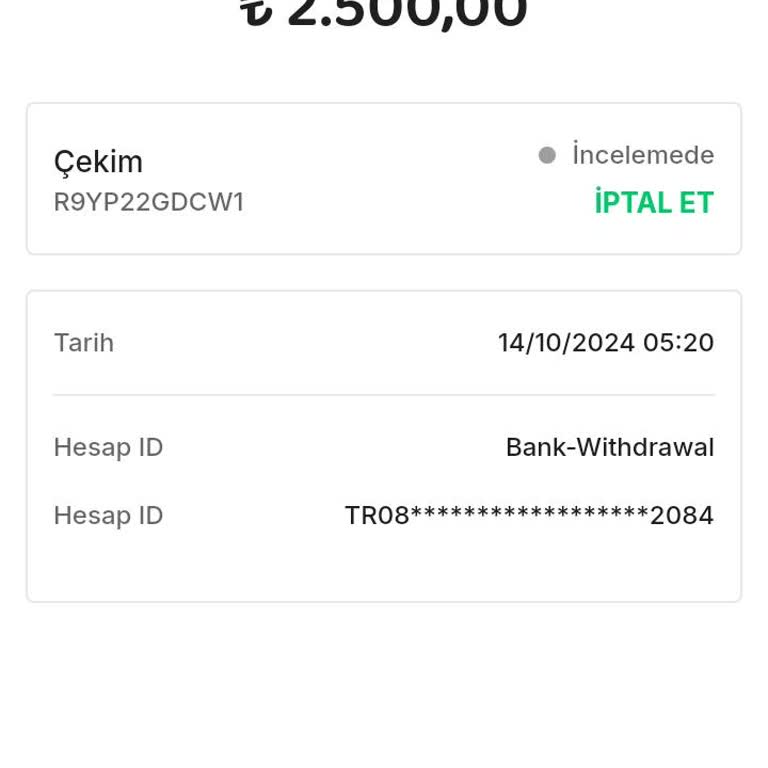 Çekim İşlemi Beklemede, Destek Yetersiz