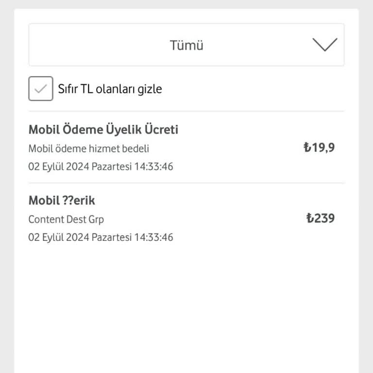 Bilinmeyen Mobil Ödeme: Vodafone Faturasında Sürpriz