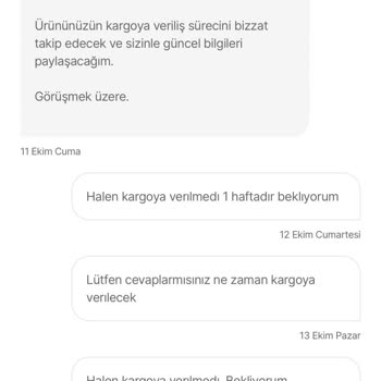 Kargoya Verilmeyen Ürün Ve İlgisiz Destek