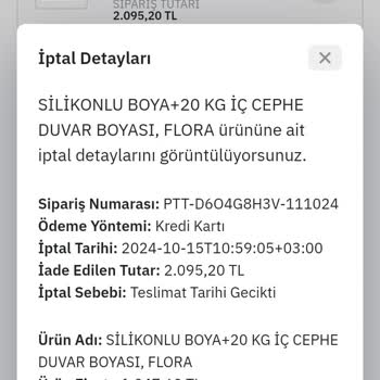 İade Edilmeyen Boya Siparişi Mağduriyeti