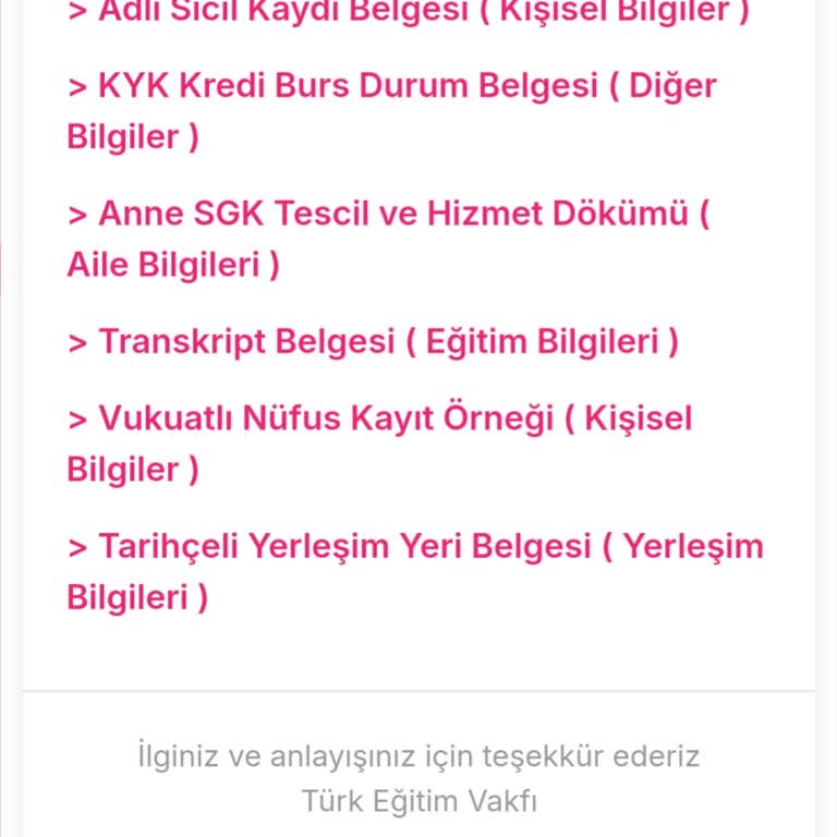 Burs Başvurusunda Belge Onay Sorunu