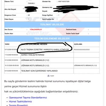 Esenyurt Aras Kargo Beymer Şubesi'nin Teslimat Sorunları
