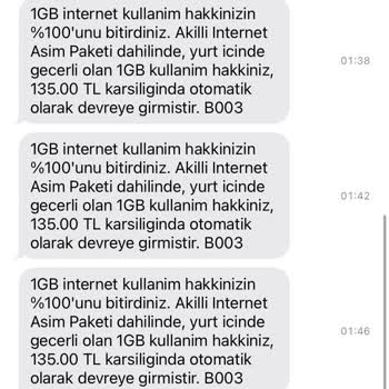 Vodafone Haksız İnternet Kullanım Ücretlendirmesi