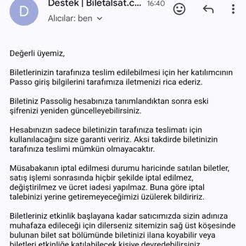 Biletalsat.com'dan Aldığım Biletler Ulaşmadı Ve Güvenlik Sorunu Yaşıyorum