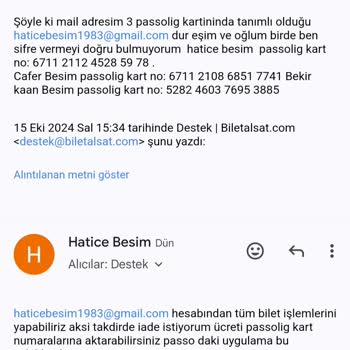 Biletalsat.com'dan Aldığım Biletler Ulaşmadı Ve Güvenlik Sorunu Yaşıyorum