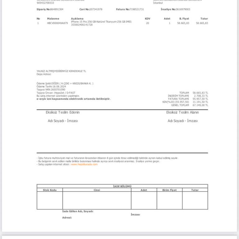 Yanlış Fatura Detayları Ve Yetersiz Müşteri Desteği