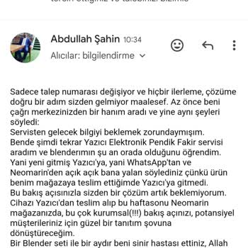 Fakir Blender Seti Ve Teknosa Müşteri Hizmetleri Sorunu