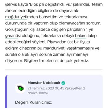 Teknik Servis İletişimsizliği Ve Tekrarlayan Bios Sorunu