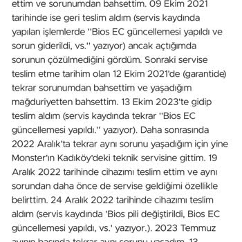 Teknik Servis İletişimsizliği Ve Tekrarlayan Bios Sorunu