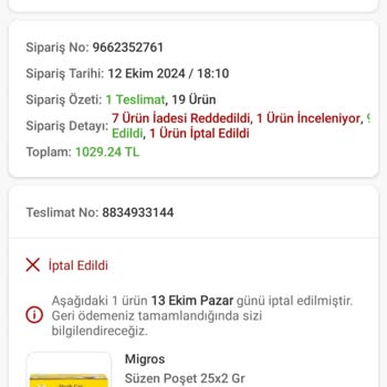 Eksik Ürün Teslimatı Ve Geri Ödeme Sorunu