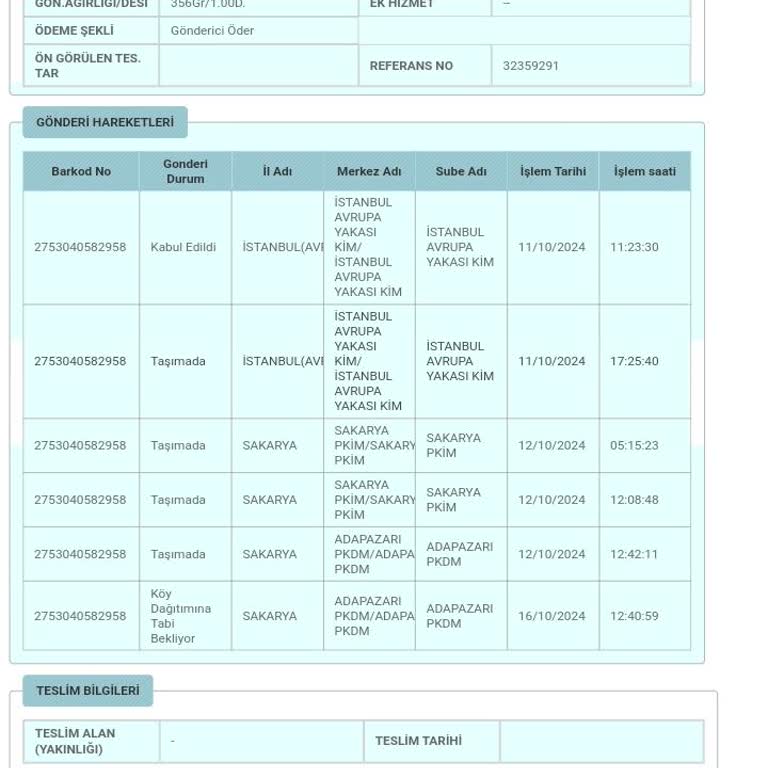 Adapazarı PTT Kargo Dağıtımında Gecikme Sorunu