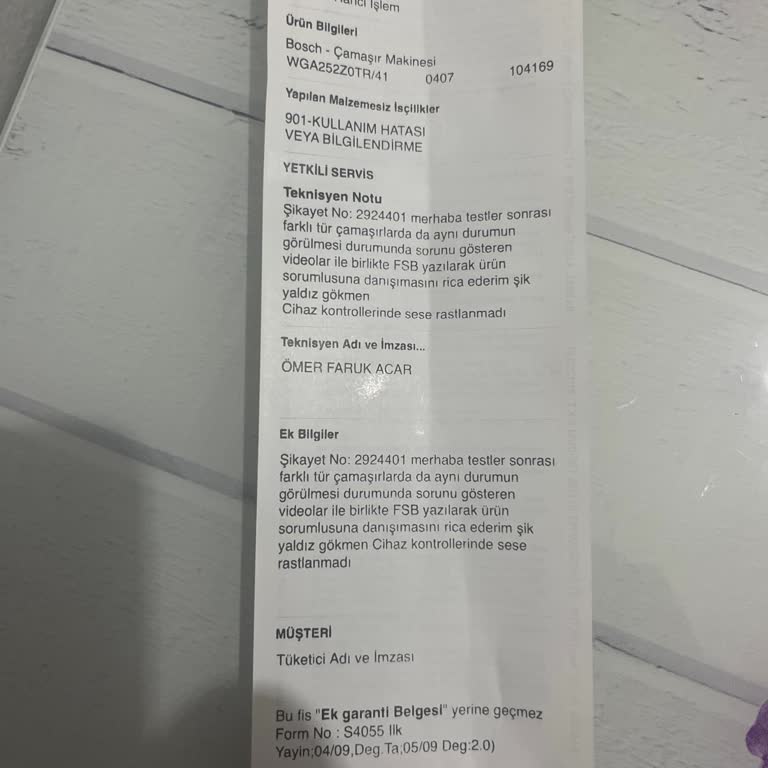Bosch Çamaşır Makinesi Gürültü Sorunu Ve Servis İlgisizliği