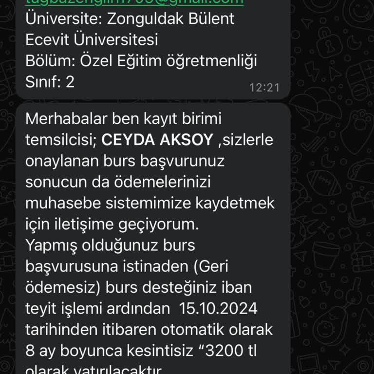 Burs Başvurusu Adı Altında Şüpheli Mesaj Ve Kimlik Bilgileri Güvenliği