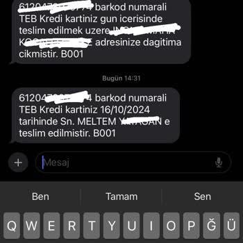 Yanlış Teslimat: Kredi Kartım Başkasına Verildi