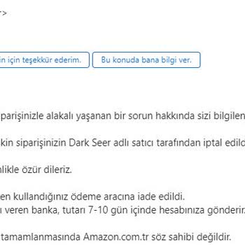 Amazon.tr'de İptal Edilen Sipariş Ve Yetersiz Müşteri Hizmetleri