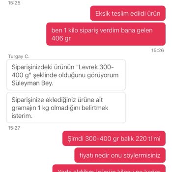 Eksik Gönderilen Balık Siparişi Ve Yetersiz Müşteri Hizmetleri