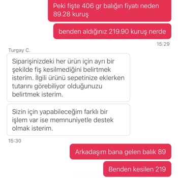 Eksik Gönderilen Balık Siparişi Ve Yetersiz Müşteri Hizmetleri