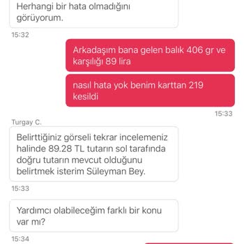 Eksik Gönderilen Balık Siparişi Ve Yetersiz Müşteri Hizmetleri