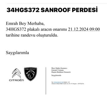 Peugeot 408 GT Cam Tavan Perdesi Değişiminde Uzun Bekleyiş