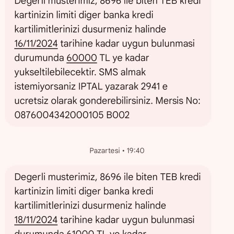 TEB Bankası'nda Kredi Kartı Limit Artışı Çilesi