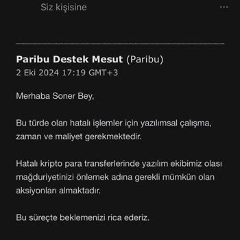 Paribu'da Kayıp Kripto Varlık: 4 Aydır Çözüm Bekliyorum