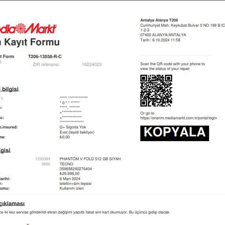 Kasko Yapılan Telefonun Bitmeyen Sorunları