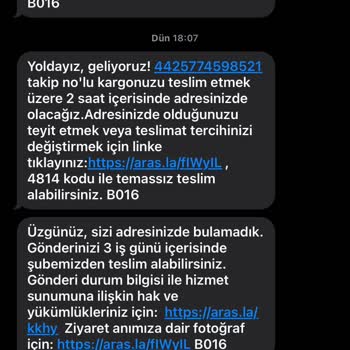 Aras Kargo'nun Yanıltıcı Teslimat Bildirimleri