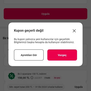 İndirim Kuponu Sorunu