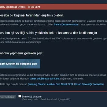 Satın Aldığım Steam Hesabı Bloke Edildi