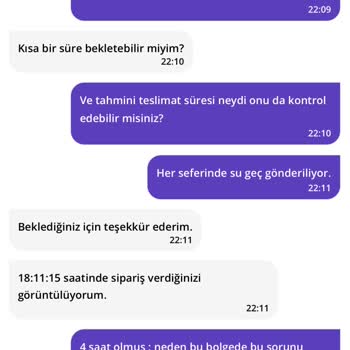 Getir Su Teslimatında Sürekli Gecikme Ve Yetersiz Müşteri Hizmeti