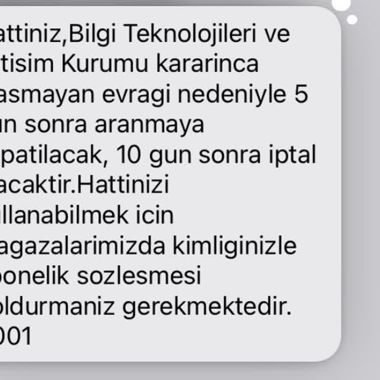 Eksik Evrak Nedeniyle Hattım Kapatılıyor!