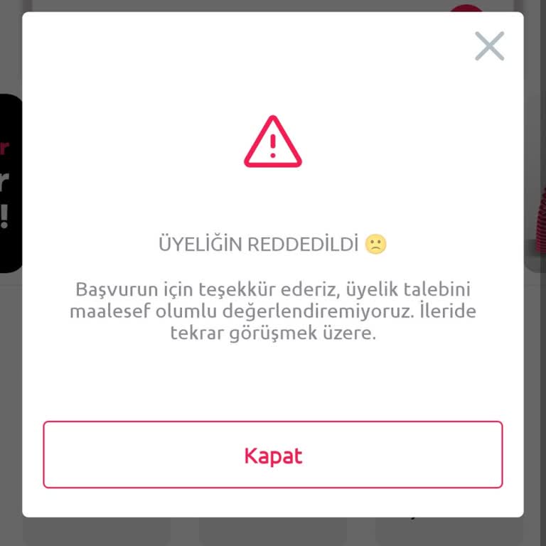 Yanlış Giriş Nedeniyle Üyelik İptali