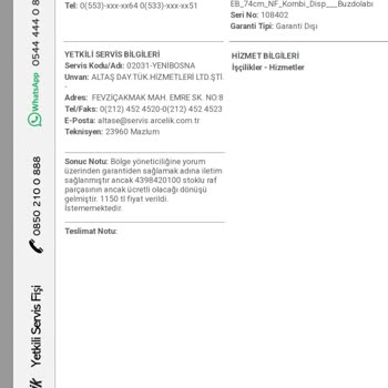 Arçelik Buzdolabında İmalat Hatası: Ücretsiz Değişim Beklentisi