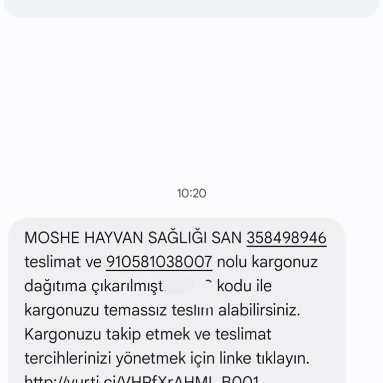 Şüpheli Kargo Mesajı Hakkında Bilgilendirme Talebi