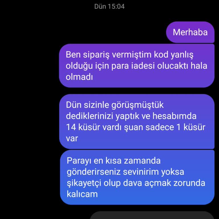 Yanlış Kod Ve Para İadesi Sorunu
